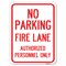 Signmission No Parking Fire Lane Authorized Personnel Alum Rust Proof Parking Sign, 18" x 24", A-1824-23621 A-1824-23621 - alternate 1